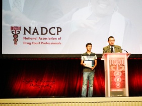 Board President & his son Alex rehearsing recovery testimonies at NADCP Advancing Justice Conference